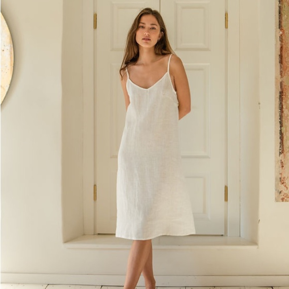 Pillow and Pajamas Linen Slip Dress